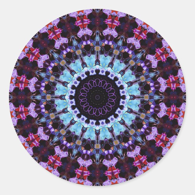 Pegatina Redonda Moda retro psicodélica Mandala Trippy Hippie Boho (Anverso)