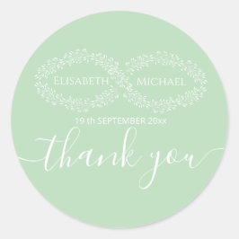 Pegatina Redonda Moda romántica botánica de neo-mint infinito elega