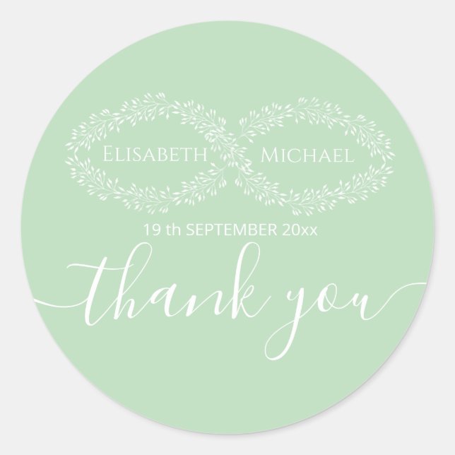 Pegatina Redonda Moda romántica botánica de neo-mint infinito elega (Anverso)