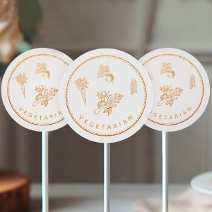 Pegatina Redonda Moda Rústica Flores silvestres Elección de comida 