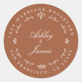 Pegatina Redonda Moda Rústica Futuro Sr. Sra. Boda Dirección de Ret