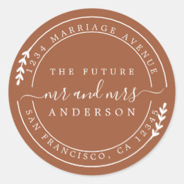 Pegatina Redonda Moda Script Future Sr. TerraCotta Return Addres