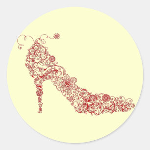 Pegatina Redonda Moda Shoe ~ Pegatinas