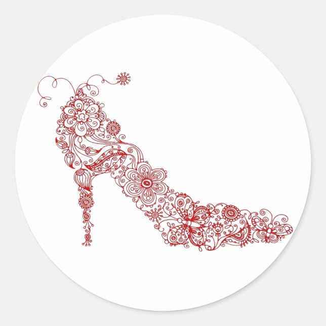 Pegatina Redonda Moda Shoe ~ Pegatinas (Anverso)