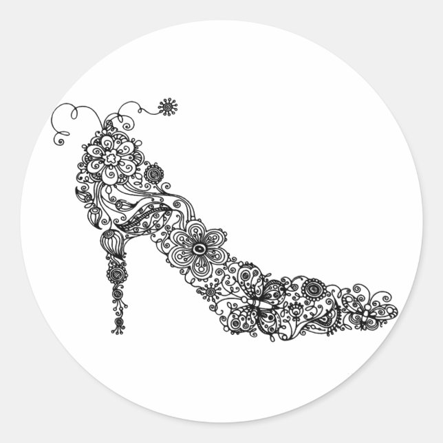 Pegatina Redonda Moda Shoe ~ Pegatinas (Anverso)