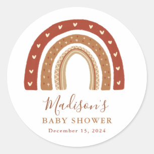 Pegatina Redonda Moda Terracotta Boho Rainbow Baby Shower