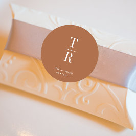 Pegatina Redonda Moda Terracotta Monogramed Wedding Favor