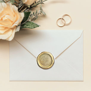 Pegatina Redonda Moda Vintage Iniciales de Boda Personalizada Favor