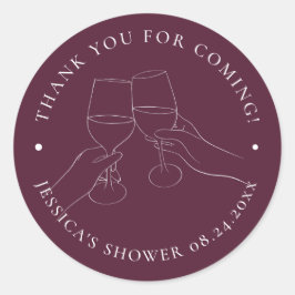 Pegatina Redonda Moda Wine Bridal Shower