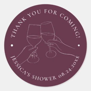 Pegatina Redonda Moda Wine Bridal Shower