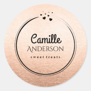 Pegatina Redonda Moda y elegantes Rosas Pegatinas de oro