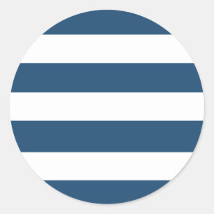 Pegatina Redonda Modelo blanco de las rayas de los azules marinos