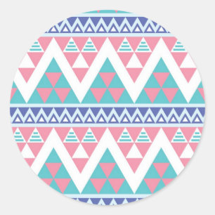 Pegatina Redonda Modelo colorido azteca tribal