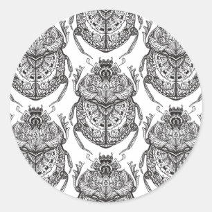Pegatina Redonda Modelo con Doodle de la mano