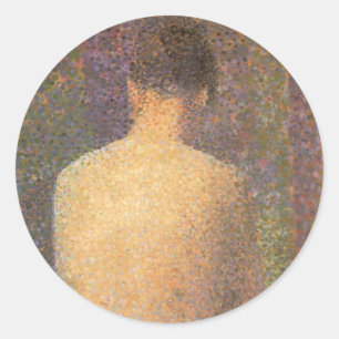 Pegatina Redonda Modelo de Georges Seurat, arte vintage