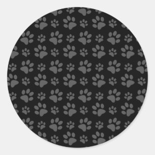 Pegatina Redonda Modelo de la impresión de la pata del perro negro