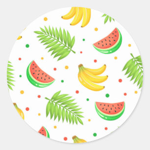 Pegatina Redonda Modelo de lunar de la fruta tropical