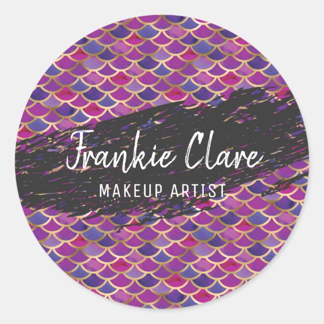 Pegatina Redonda Modelo de resumen de escala de sirena de moda (Anverso)