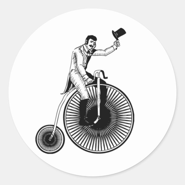 Pegatina Redonda Modelo T Penny Farthing (Anverso)