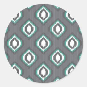 Pegatina Redonda Modelo tribal del ikat retro geométrico