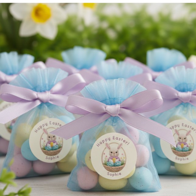 Pegatina Redonda Modern 3D Yarn Art Easter Bunny Personalized Stick (Subido por el creador)