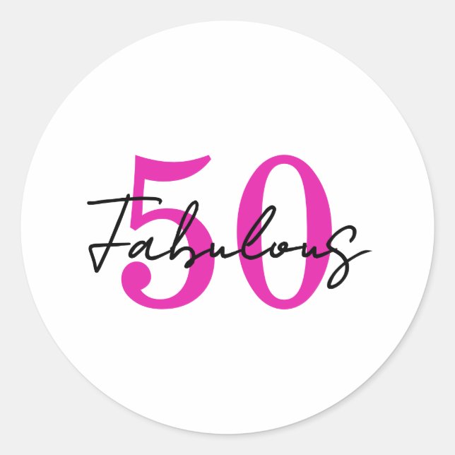 Pegatina Redonda Modern 50 and Fabulous 50th Birthday Party (Anverso)