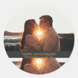 Pegatina Redonda Modern anniversary photo love 