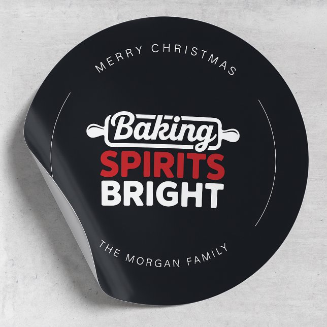 Pegatina Redonda Modern Baking Spirits Bright Christmas (Subido por el creador)