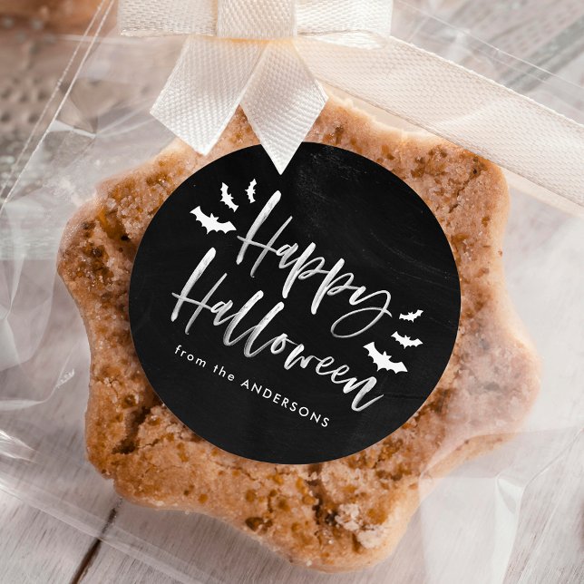 Pegatina Redonda Modern Bats Happy Halloween (Subido por el creador)