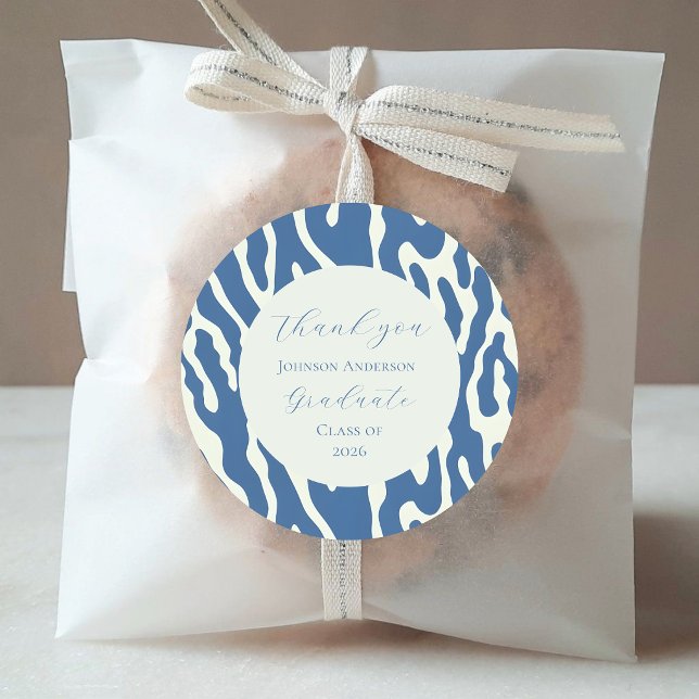 Pegatina Redonda Modern blue and cream abstract Pattern graduation (Subido por el creador)