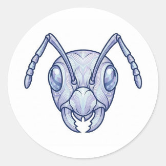 Pegatina Redonda Modern Blue Ant Line Art Illustration Sticker