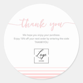 Pegatina Redonda Modern Blush pink Thank You Order Inser