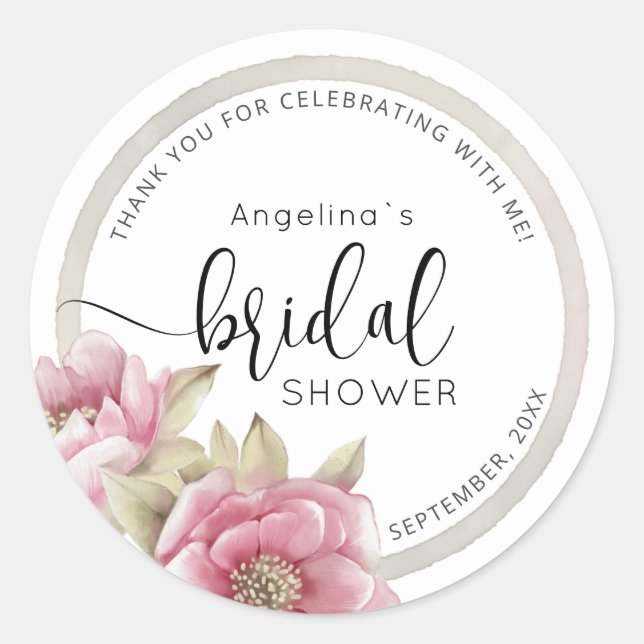 Pegatina Redonda Modern Bride Shower Sticker  (Anverso)