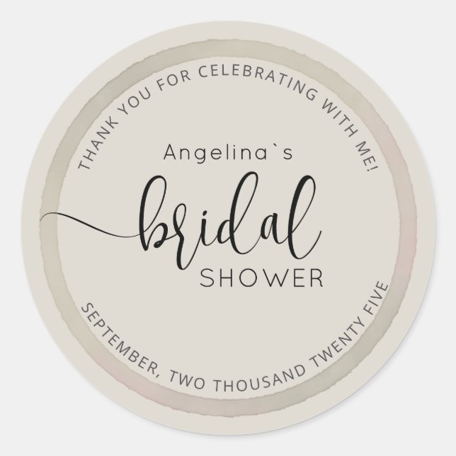 Pegatina Redonda Modern Bride Shower Sticker  (Anverso)