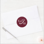 Pegatina Redonda Modern Burgundy Initials Wedding<br><div class="desc">Modern Burgundy Wedding Classic Round Sticker</div>