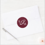 Pegatina Redonda Modern Burgundy Initials Wedding<br><div class="desc">Modern Burgundy Wedding Classic Round Sticker</div>