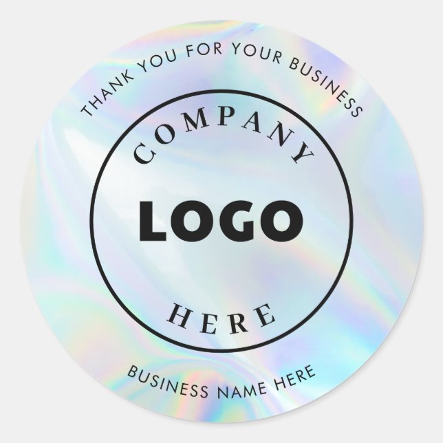 Pegatina Redonda Modern Business Logo Holographic Custom (Anverso)
