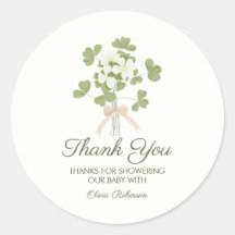 Modern Chic Lucky Shamrock with Bow baby shower