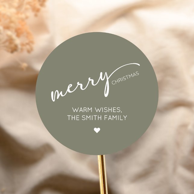 Pegatina Redonda Modern Christmas (Modern Merry Christmas Holiday Sticker)