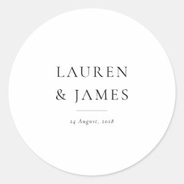 Pegatina Redonda Modern Classic Couple Wedding Favor Sticker
