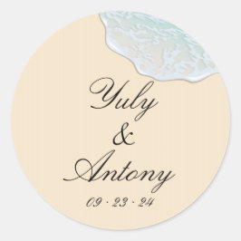 Pegatina Redonda Modern Coastal Wedding Beach Round Stickers Set
