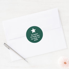 Pegatina Redonda Modern Cut Star Deep Green Holiday Sticker