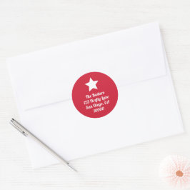Pegatina Redonda Modern Cut Star Red Holiday Sticker