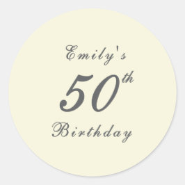 Pegatina Redonda Modern Elegant 50th Birthday Party