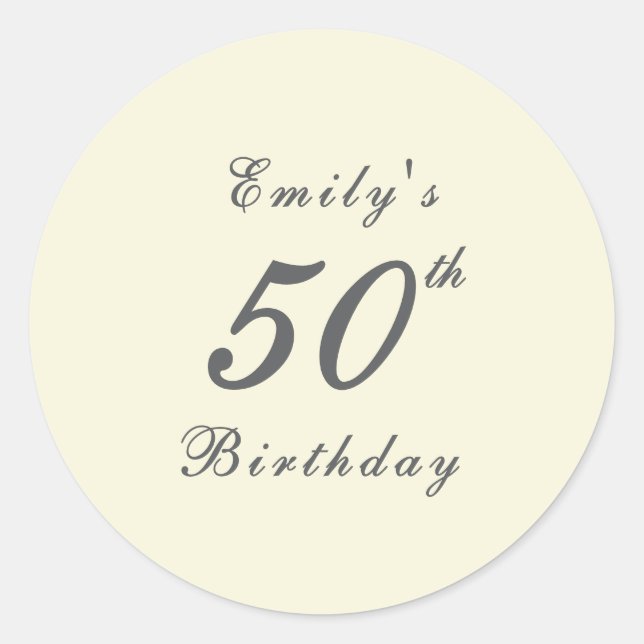 Pegatina Redonda Modern Elegant 50th Birthday Party (Anverso)
