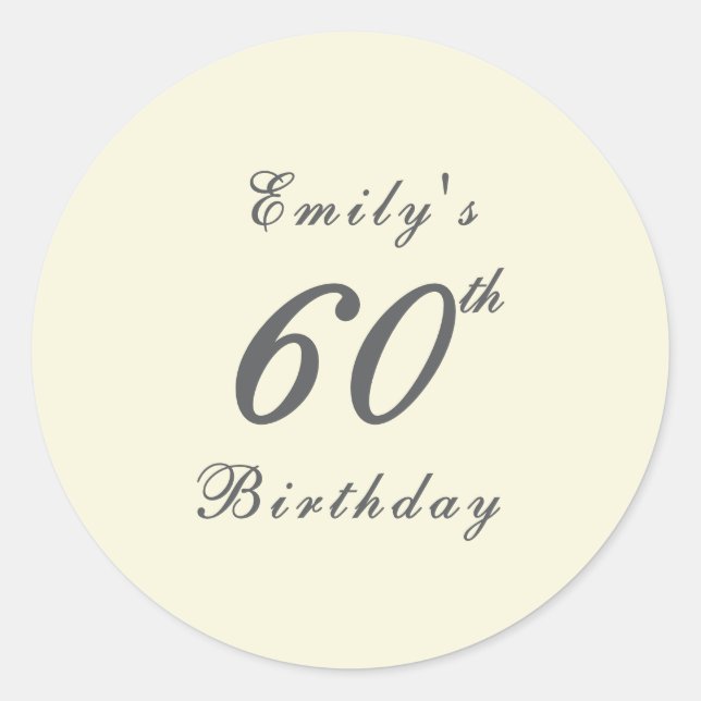 Pegatina Redonda Modern Elegant 60th Birthday Party (Anverso)