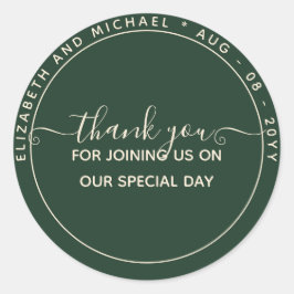 Pegatina Redonda Modern Emerald Green Gracias Por Favor