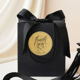 Pegatina Redonda Modern Faux HOJA DE ORO Gracias por su pedido