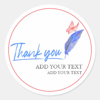 Pegatina Redonda Modern Feather & Butterfly Small Business Thank Yo