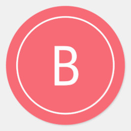 Pegatina Redonda Modern Festive Red Monogram Christmas Envelope